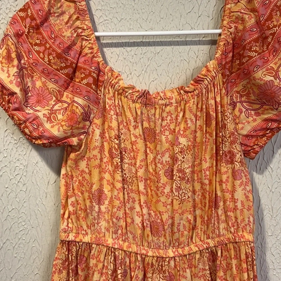 Lucky Brand orange boho midi dress size X small - Picture 9 of 14